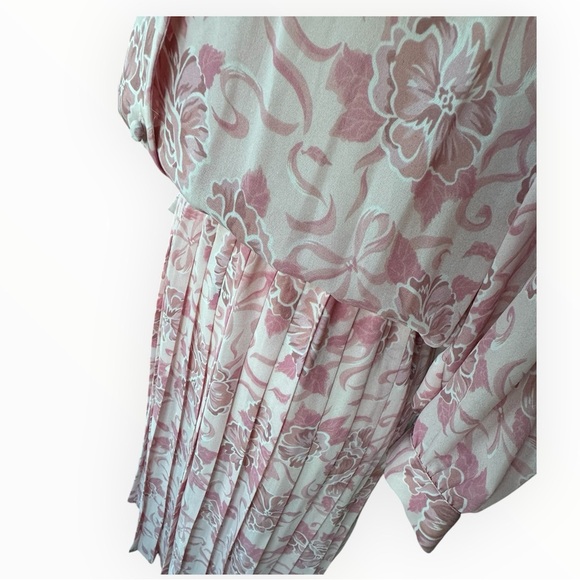 Vintage Blake Elizabeth Floral Pleated Lace Accordion Midi Dress 10 CottageCore - Picture 6 of 9